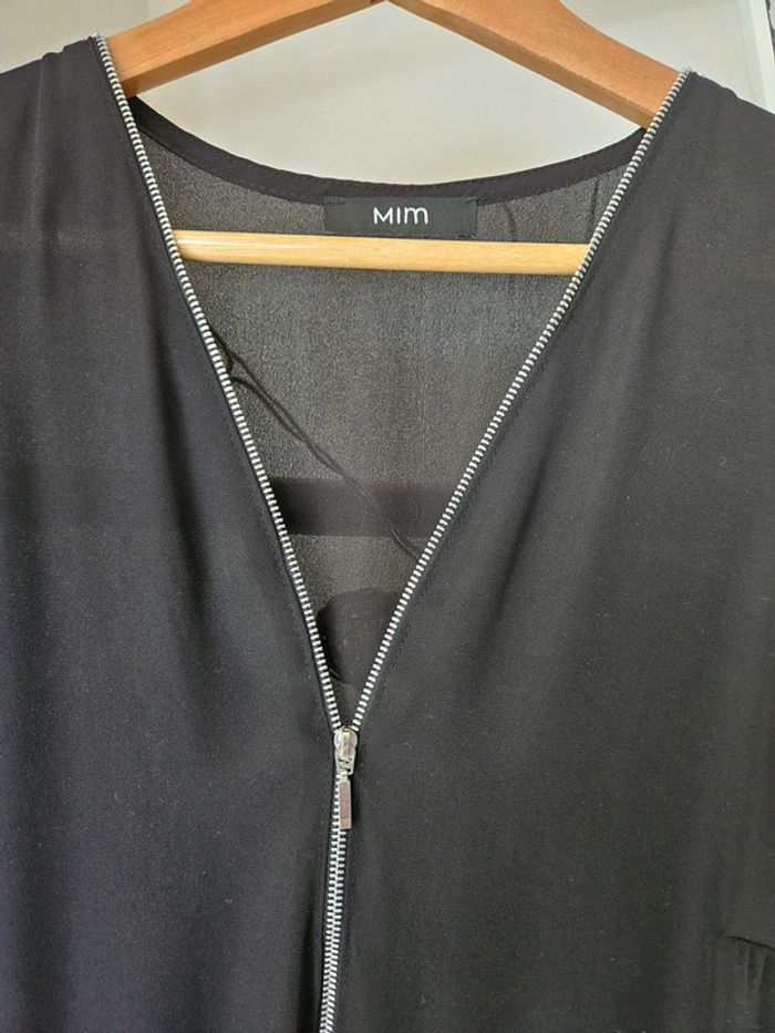 Robe courte Mim noir & blanc – Taille 34 – Effet bi-matière & zip devant - photo numéro 3