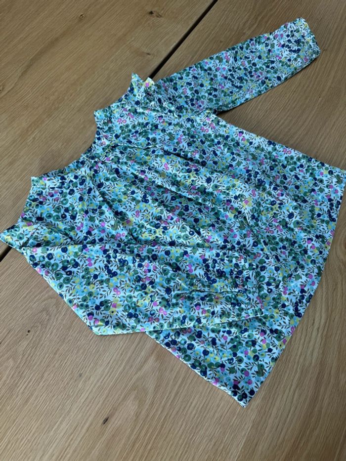 Blouse ML en tissu liberty Wiltshire tons vert/rose/marine - Taille 3 Ans - photo numéro 3