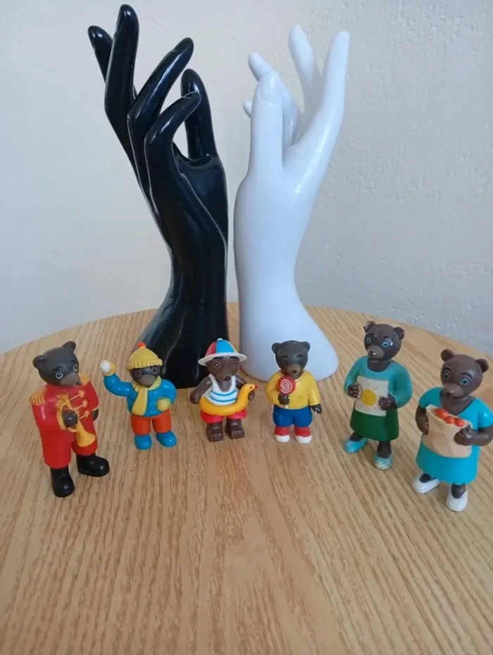 Lot figurines petit ours brun sa famille jouets enfants