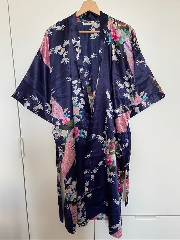 Long kimono bleu foncé - photo numéro 2