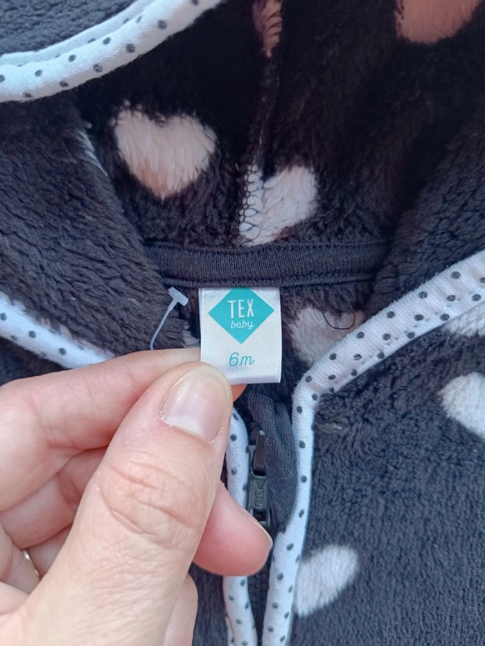 Gilet zippé avec capuche veste polaire Fille 6 mois cœur Tex Baby - photo numéro 6
