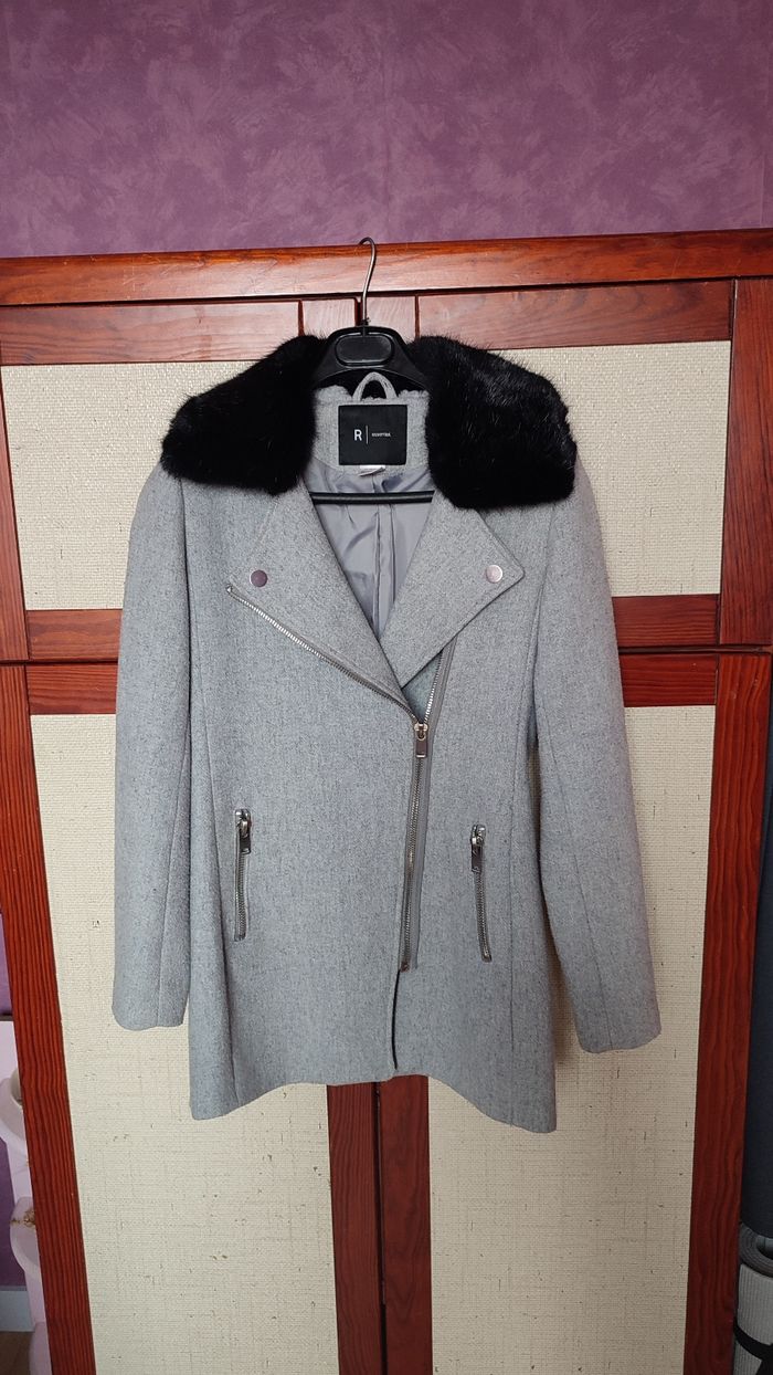 Manteau gris col amovible La redoute taille 34