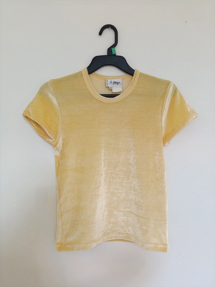 T-shirt en velours jaune Le Garage vintage mignon doux