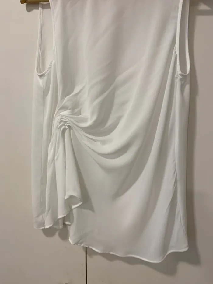Top sans manches blanc drapé Zara taille M - photo numéro 5