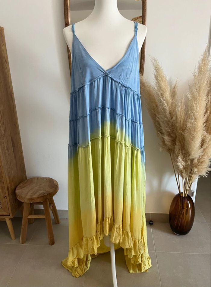 Robe longue d’été bleue et jaune Caractère(s) - photo numéro 3