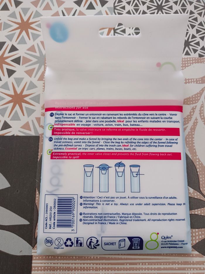 lot de 3 sacs pour vomir  idéale pour  le mal des transports - photo numéro 2
