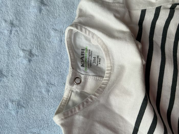 teeshirt manches longues blanc rayé marine noeud poitrine ouverture totale au dos 3 mois kiabi - photo numéro 7