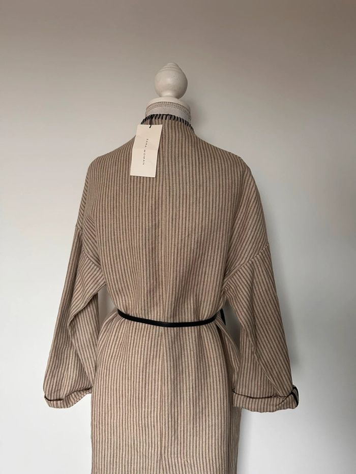 Manteau veste Zara cardigan gilet rayures Abrigo Cappotto Chaqueta long vestido Chaleco vest Rebeca - photo numéro 2