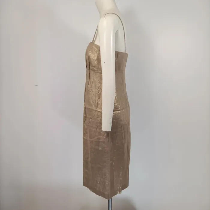 Robe de soirée beige à bretelles - Un Deux Trois - taille 38 - A145 - photo numéro 3