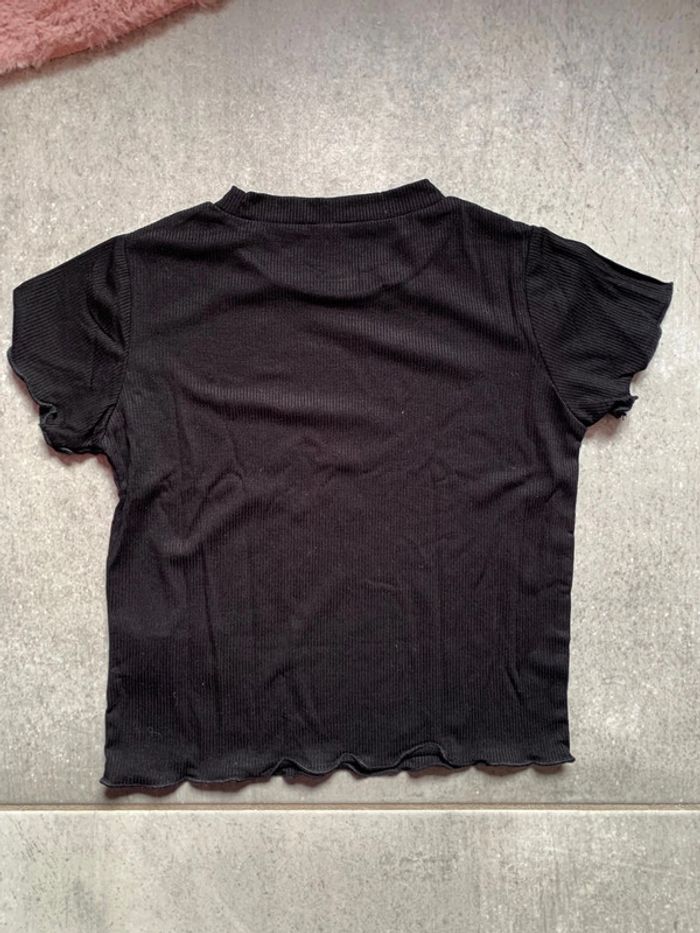 TEE-shirt t-shirt fille Shein Noir côtelé - photo numéro 7