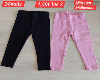 Lot de 2 leggins fille 3/6mois 
