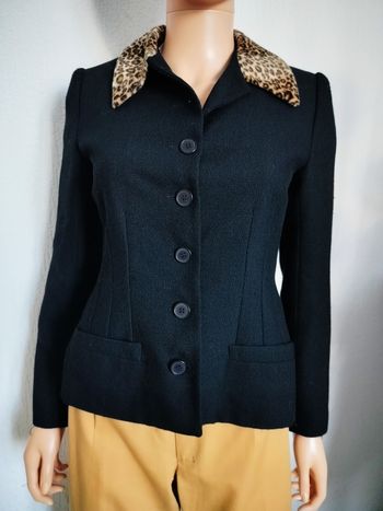Veste cintrée vintage Y2K col léopard XS V*58