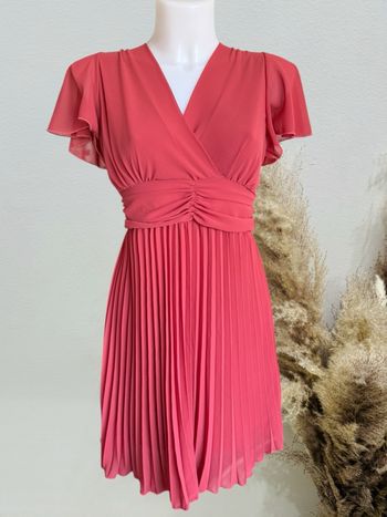 Superbe robe midi plissée femme TU 36/40 vieux rose