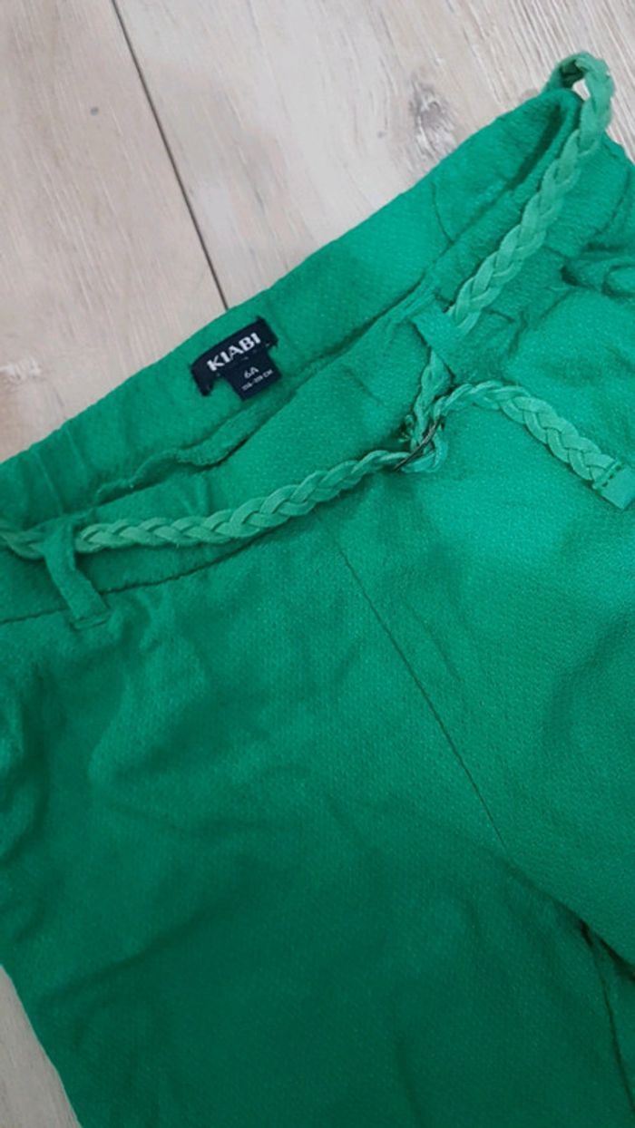 Pantalon été fluide vert kiabi ceinture cuir 6 ans - photo numéro 2
