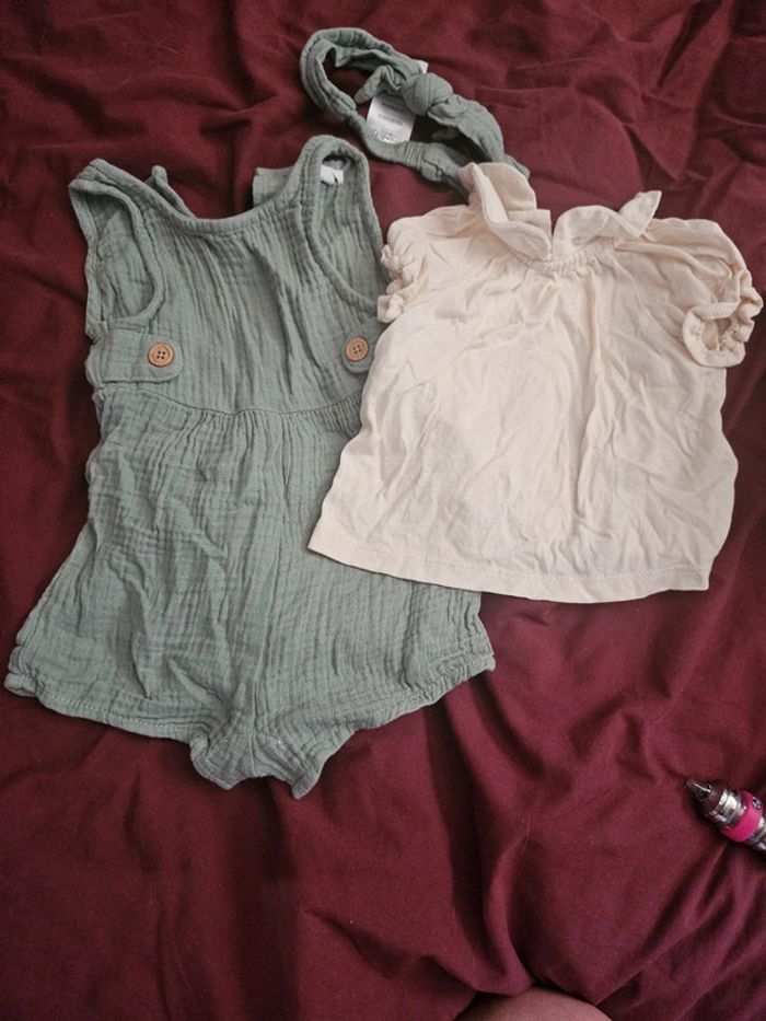 Barboteuse / vêtements été bébé 3 mois / gaze de coton - photo numéro 3