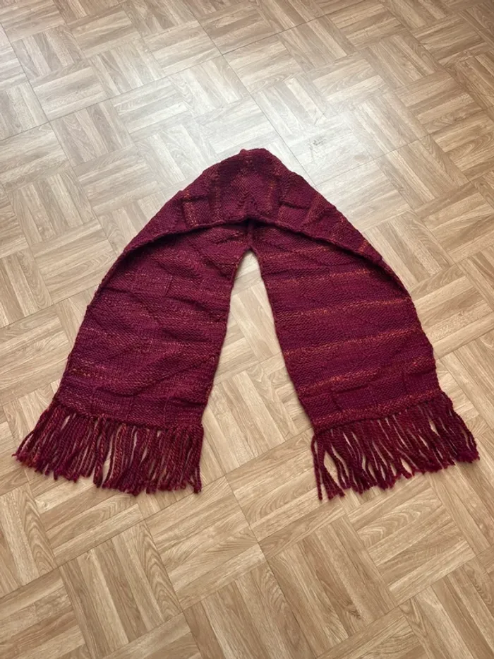 Écharpe rouge bordeaux 160cm vintage - photo numéro 2