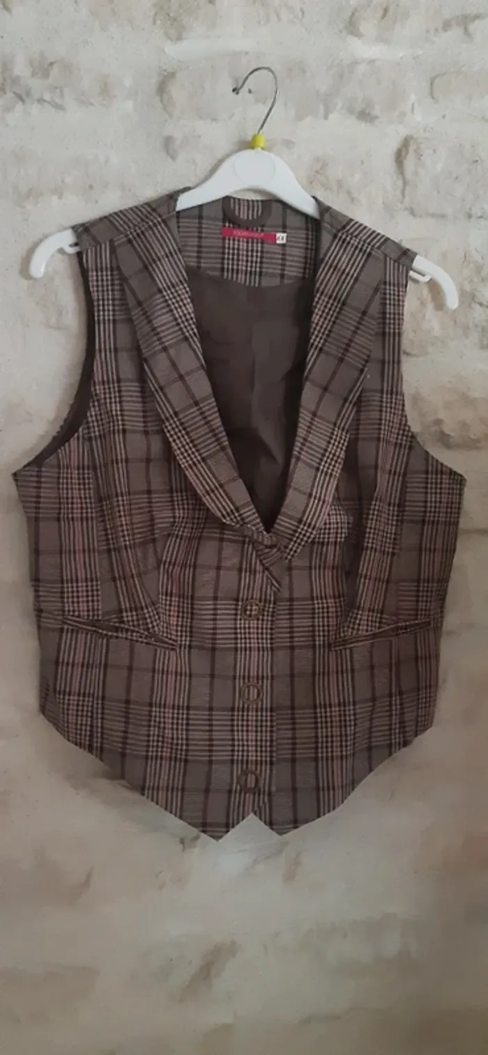 Gilet vintage rayé sans manche - photo numéro 2