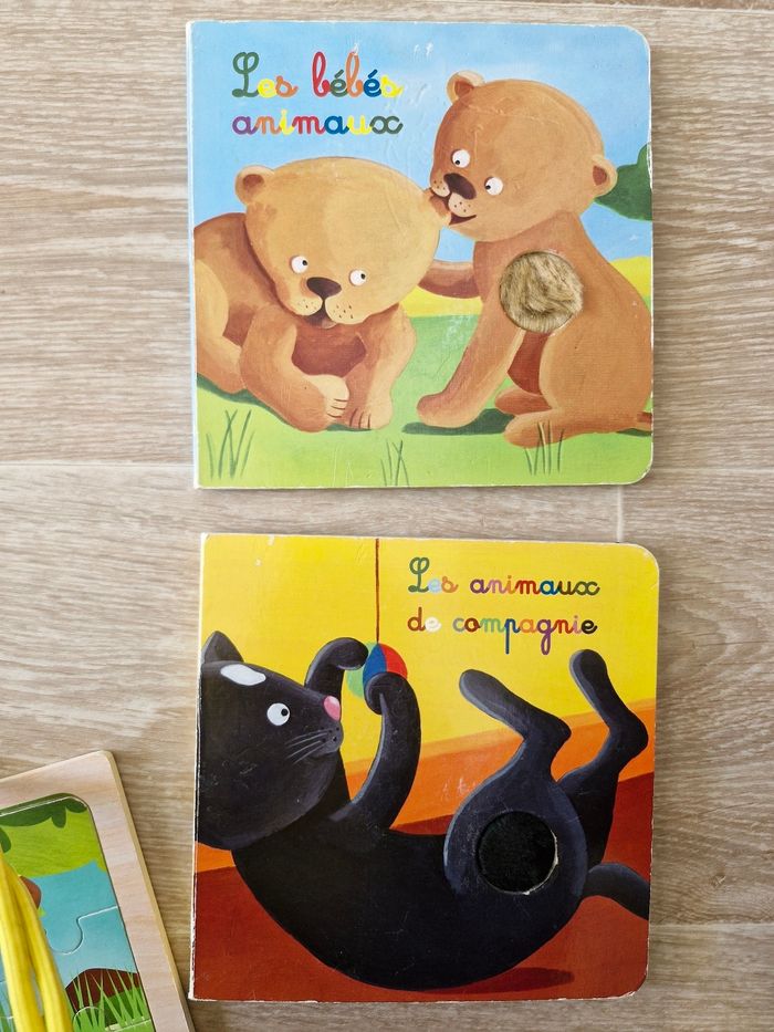 Lot de 4 livres à toucher et puzzle en bois pour bébé 12/24 mois - photo numéro 5