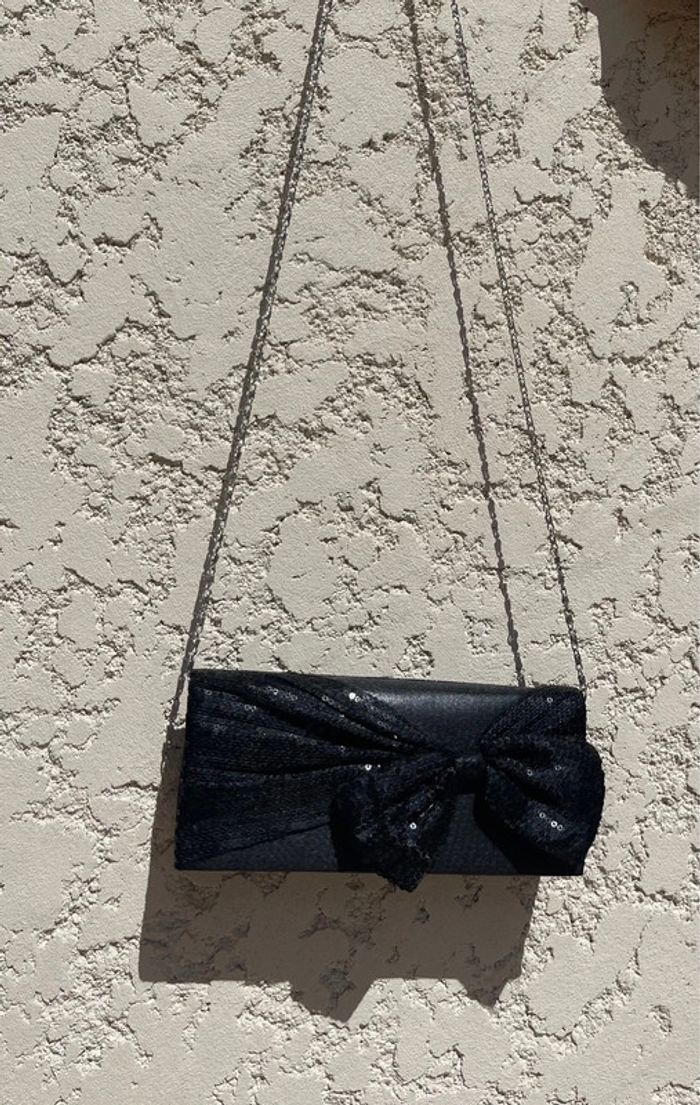Pochette, sac de soirée noir sequins paillettes - photo numéro 2