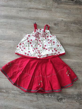 Ensemble jupe et tee shirt cerise orchestra 4ans