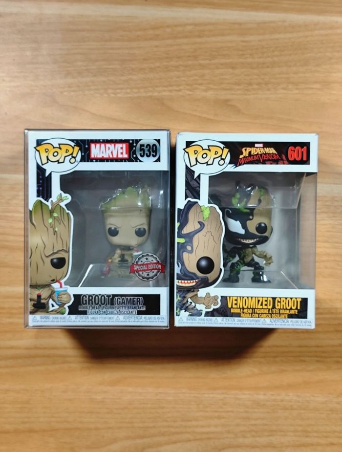Lot 2 Funko Pop! Groot (Gamer) #539 + Venomized Groot #601