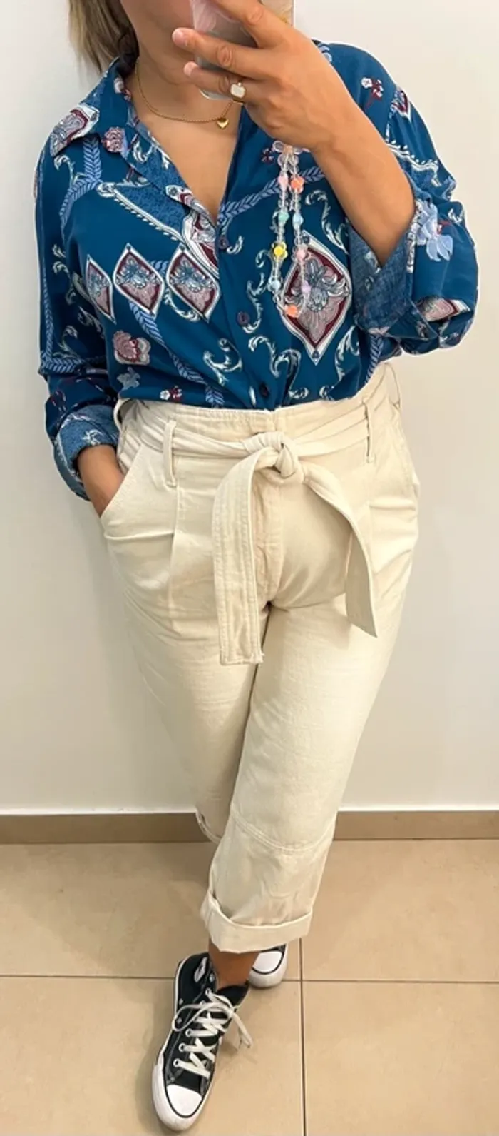 Chemise bleue imprimée - photo numéro 2