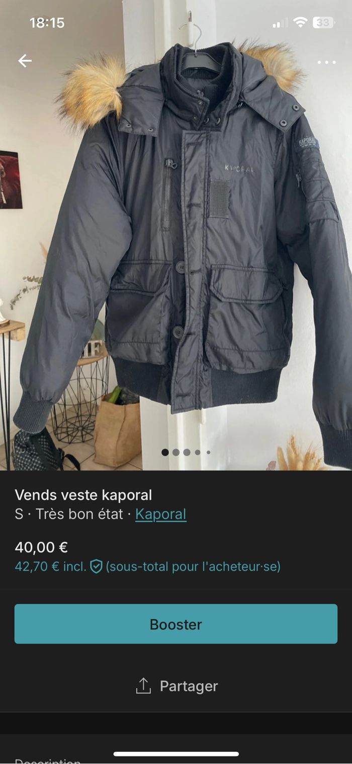 Vends veste kaporal en très bon état