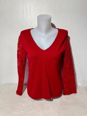 Pull rouge dentelle dos nue Camaïeu- Taille S/M