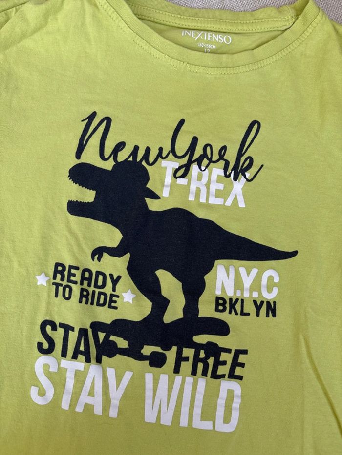 t shirt vert jaune dinosaure - photo numéro 2