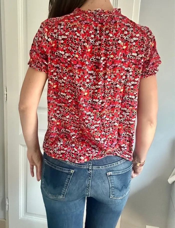 Blouse rouge fleurie – Grace & Mila (T36 / S) - photo numéro 2