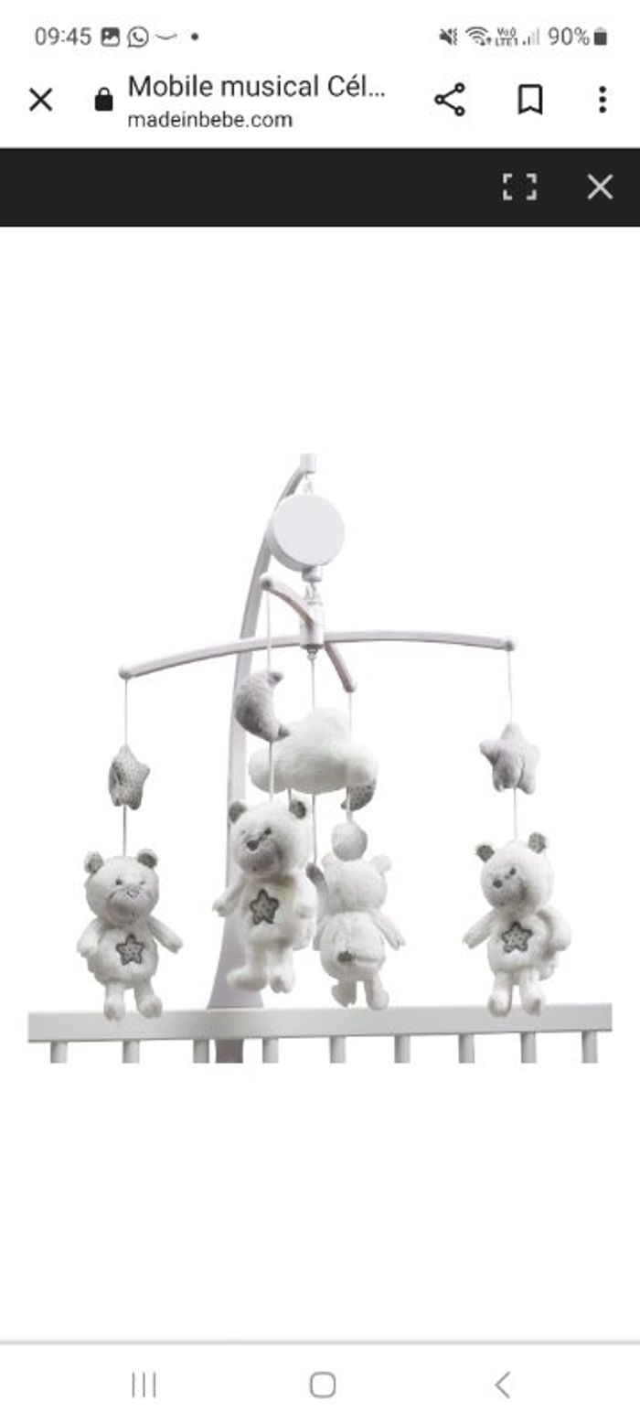 Mobile musical + suspension décorative nuage Noukie's thème poudre d'étoile NEUF - photo numéro 3