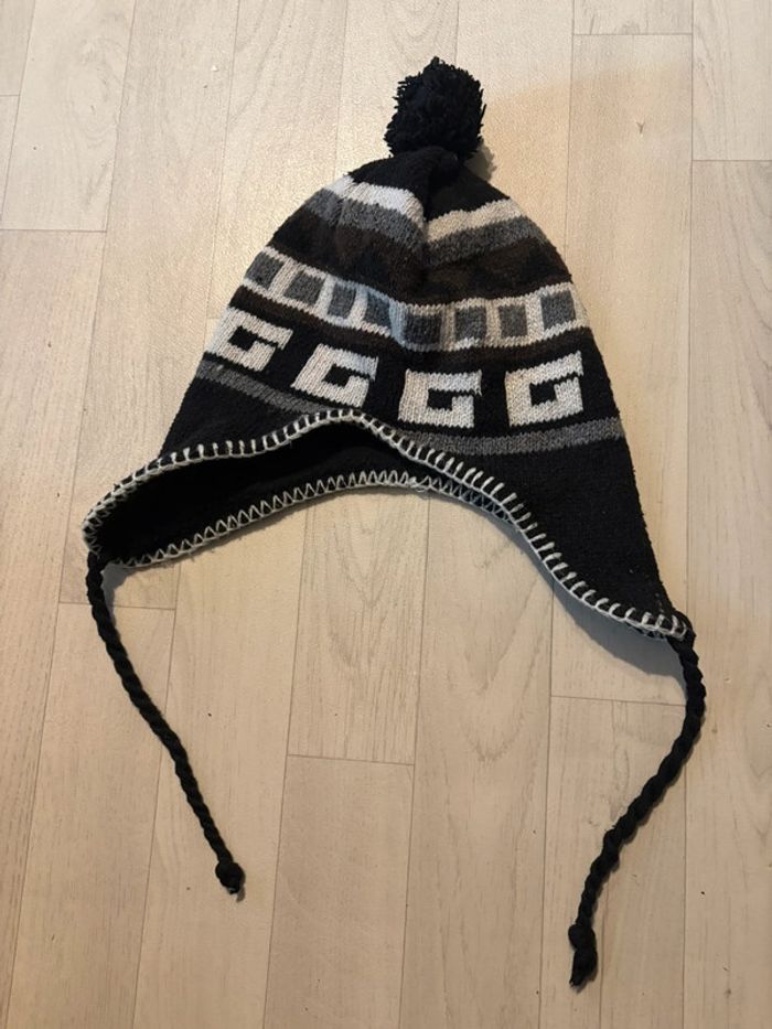 Bonnet style péruvien 56/58 cm noire et blanc