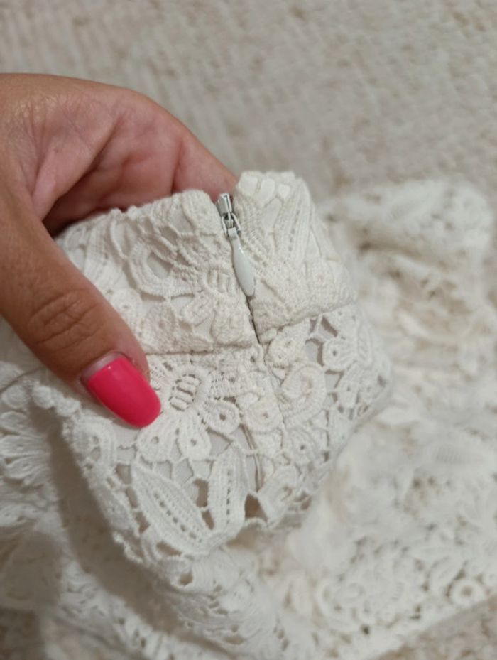 Jupe en dentelle blanc écru crème Maje 34 100% coton - photo numéro 9