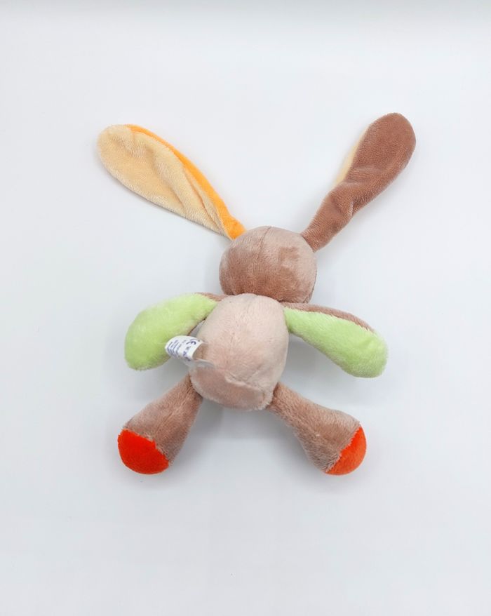 Doudou petite peluche chien marron beige NATTOU for ThermoScan orange vert 15 cm - photo numéro 2