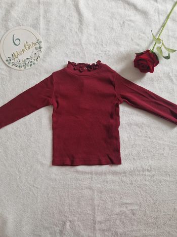 Tee shirt manches longues cotelé bordeaux