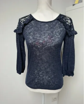 Pull bleu et dentelle Morgan taille XS ou 34