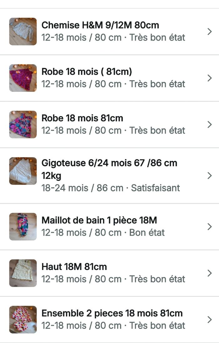Lot vêtements bébé fille
