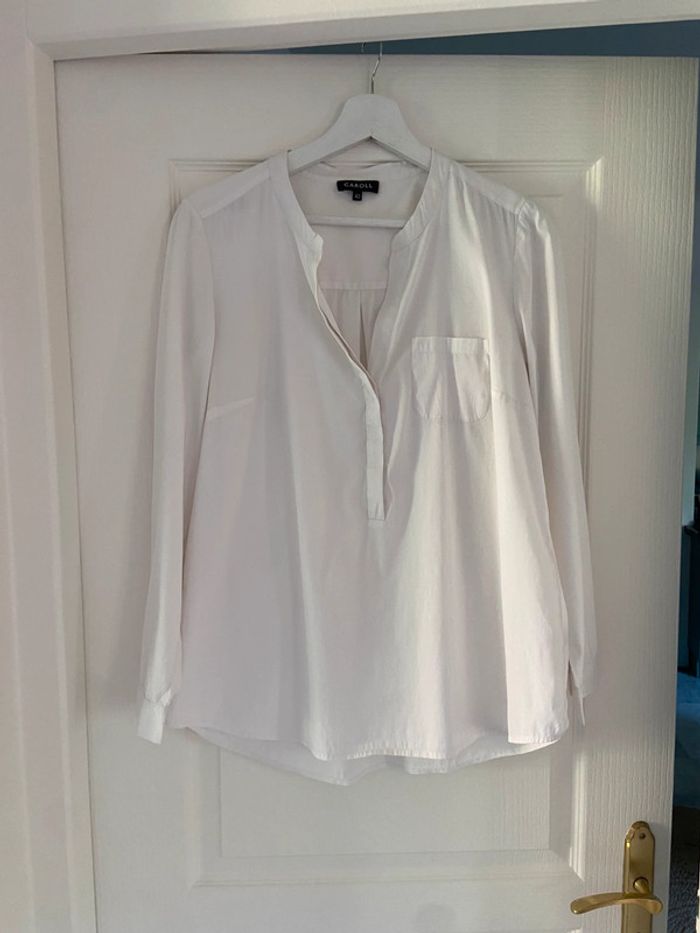 Chemise blanche sans col Caroll taille 42