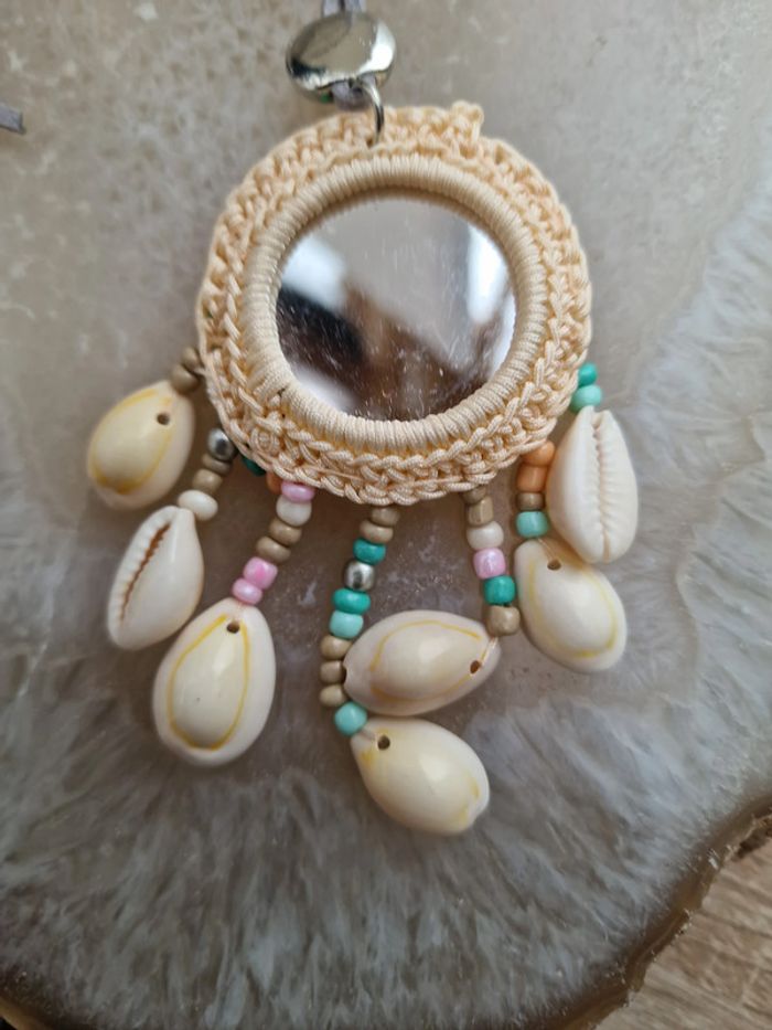 Collier Sautoir Miroir Boheme Macramé Attrape Reves Coquillages Perles - photo numéro 13