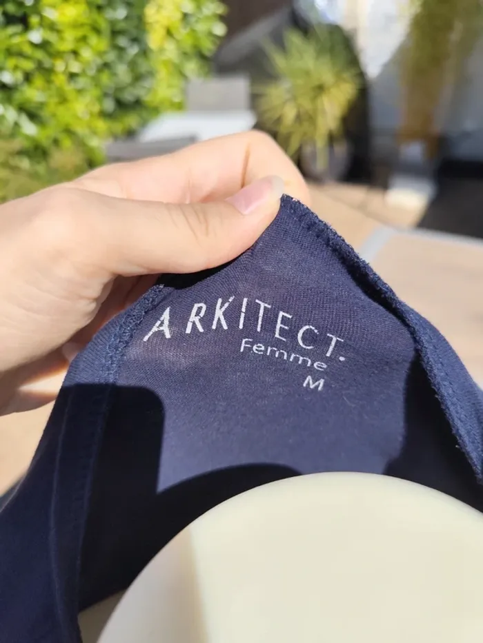 Tee shirt manches longues col en V bleu marine T38 - Arkitect - photo numéro 4