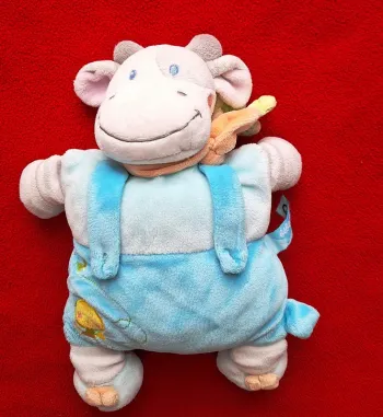 DOUDOU SEMI PLAT VACHE BLEUE - BEBEREVE