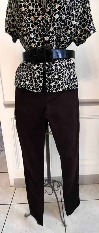 Jean peau de pêche H&M Logg - T36 bordeaux - comme neuf