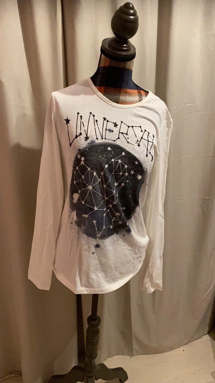 Haut benetton blanc astronomie 170 cm neuf