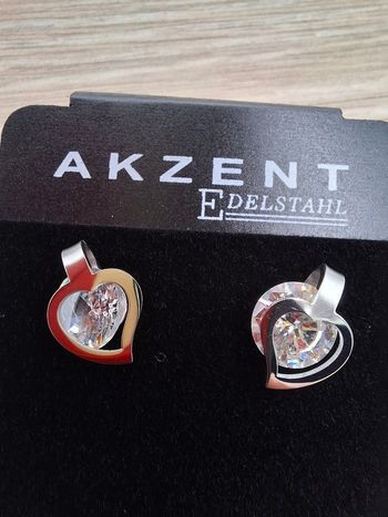 Boucles d'oreilles Cœur - Acier Inoxydable & Cristal - Argenté