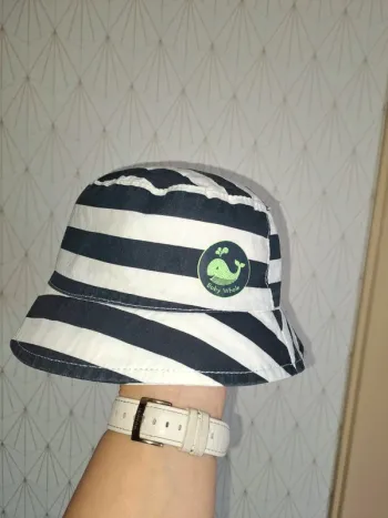 Bonnet bébé garçon 43cm comme neuf bleu blanc kiabi