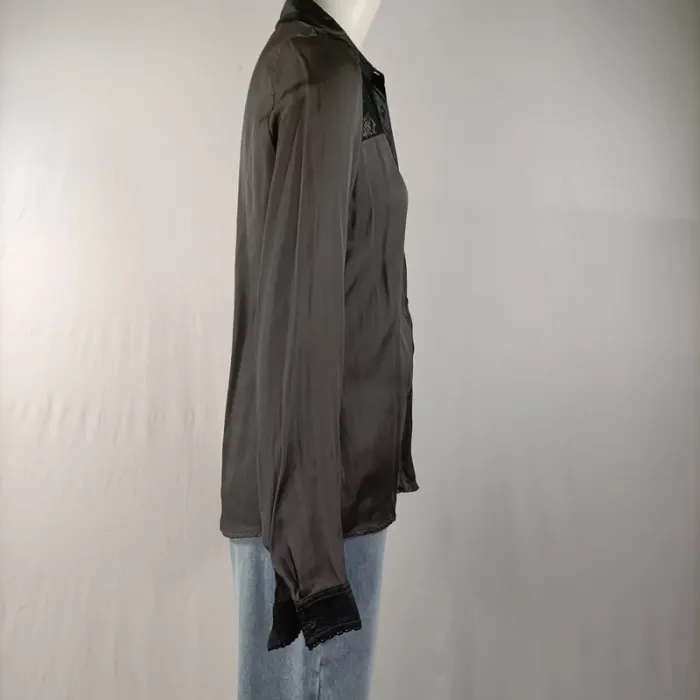 Chemise fluide noire transparente détail dentelle sur épaules – T.38 A1158 - photo numéro 5