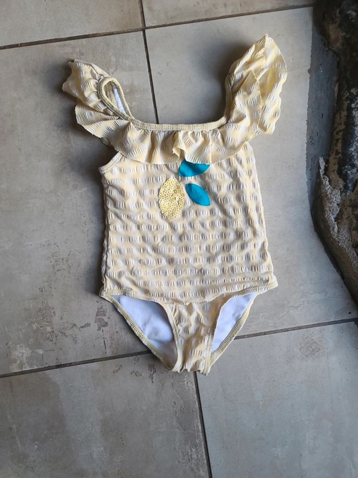 Maillot de bain motif vichy et citron sequins