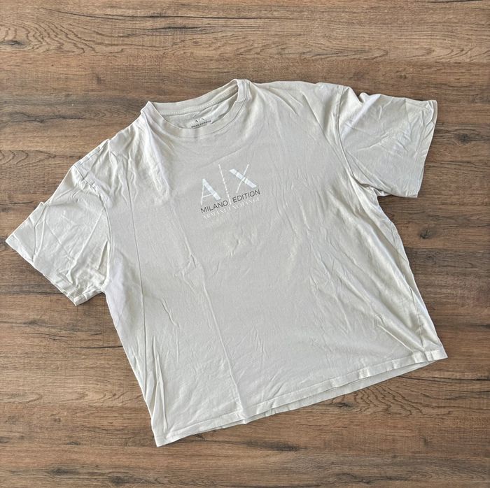 T-shirt homme Armani Exchange beige crème – Taille M – Coupe oversize