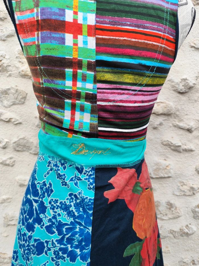 Robe Desigual taille S bleue verte rouge - photo numéro 5
