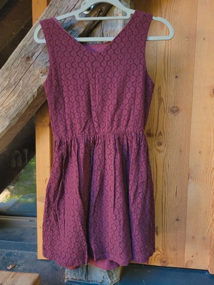 IKKS robe en dentelle bordeaux, XS 12/14 ans, sans manches - photo numéro 5